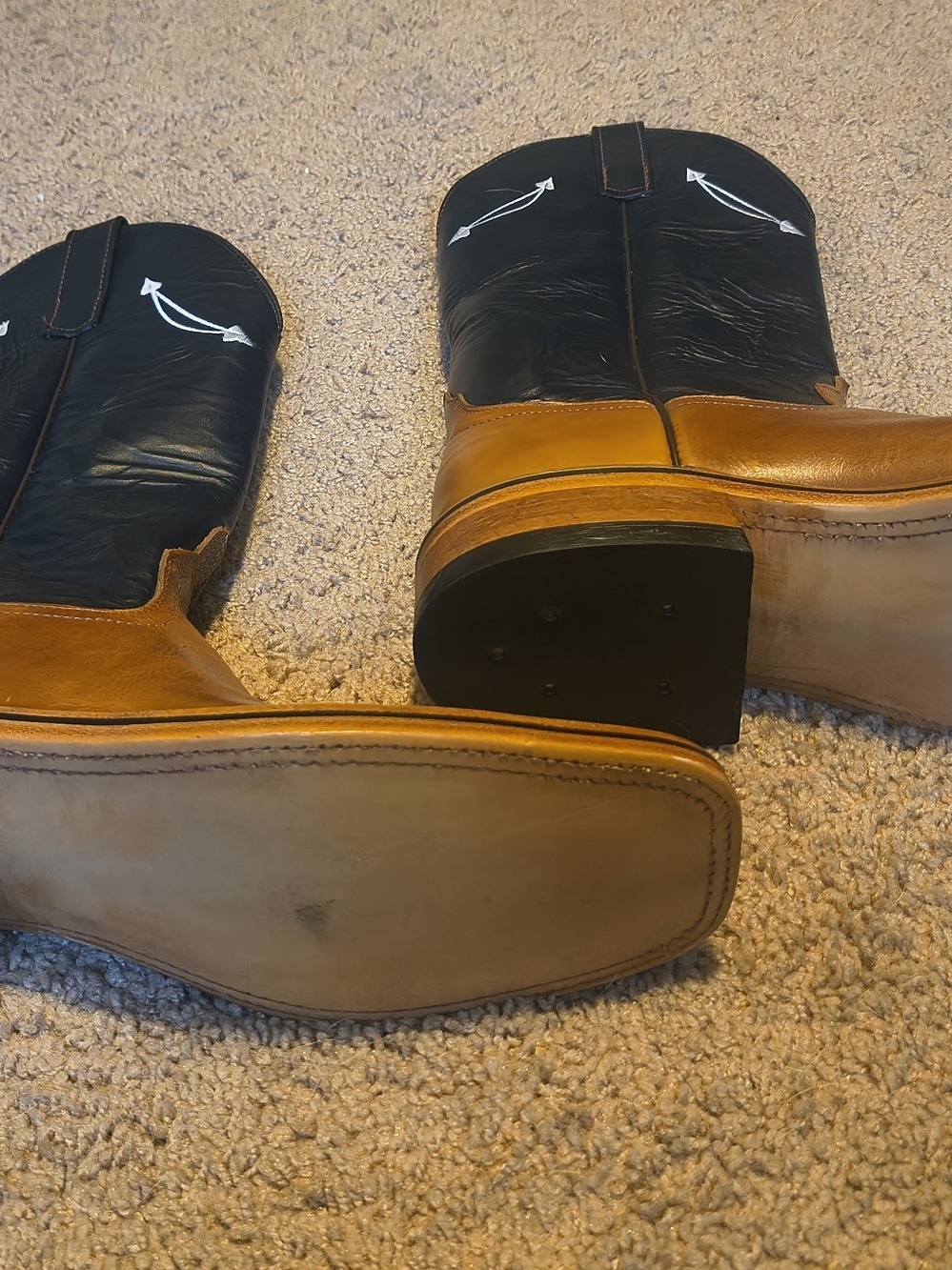 Anderson bean 11.5b Mens Leather Cowboy Boots - Black & Brown